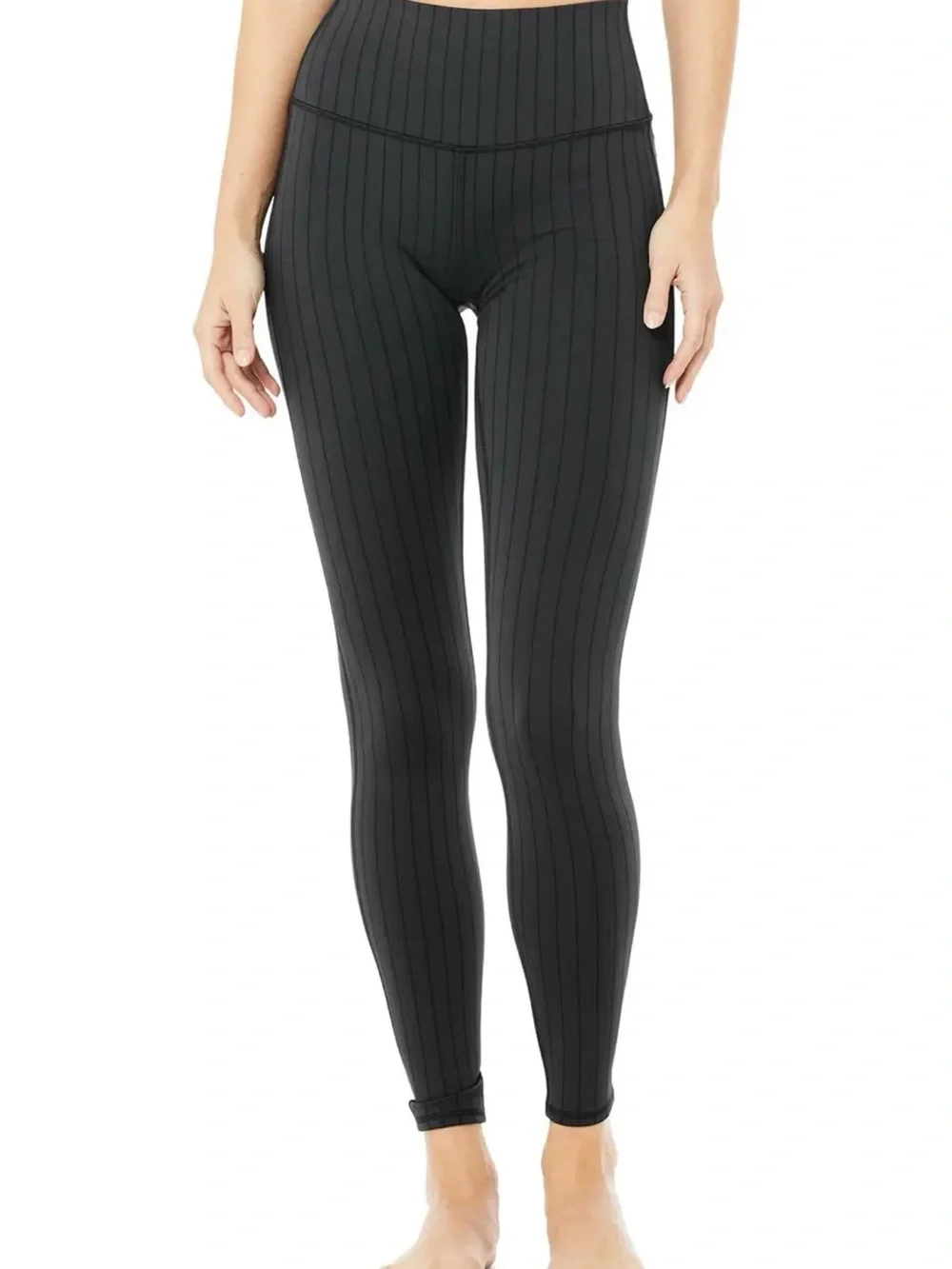 ALO Yoga High-Waist Pinstripe Legging in Anthracite/Black, Size: Medium